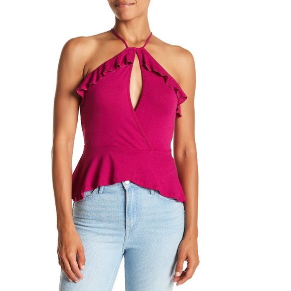 🎁 HIATUS Flounce Front Keyhole Tank Top - Picture 1 of 7